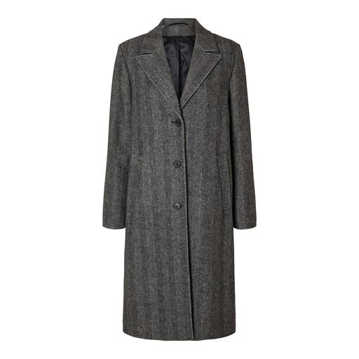 Selected Femme Alma Uldfrakke, Black Herringbone, 40