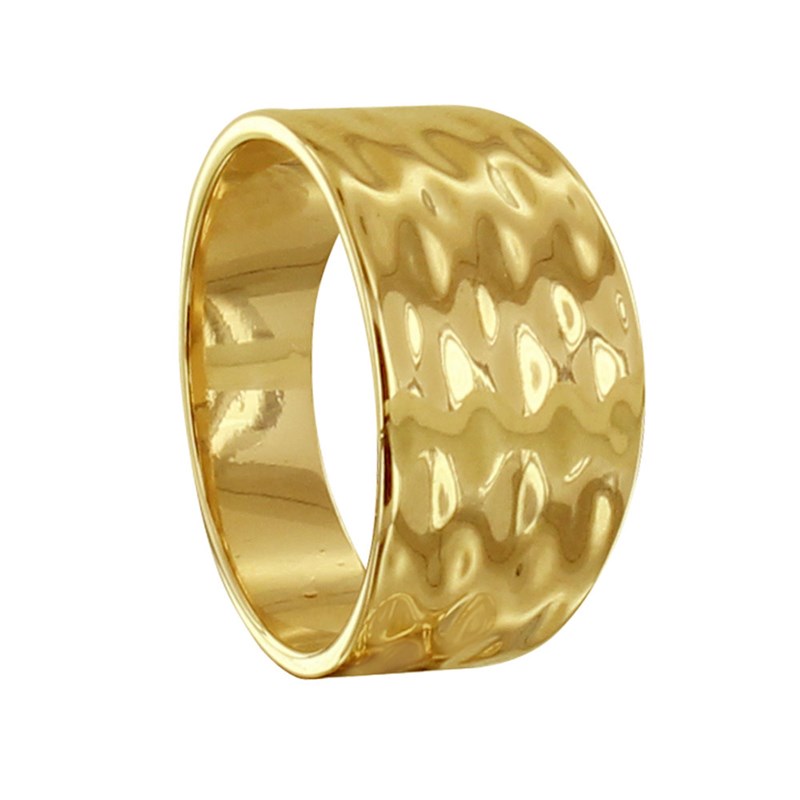 Bague Plaqué Or Alliance Large Martelée