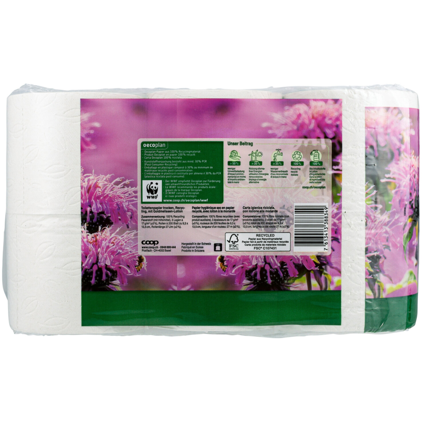 Oecoplan Toilettenpapier Goldmelisse weiss 3-lagig 12 Rollen