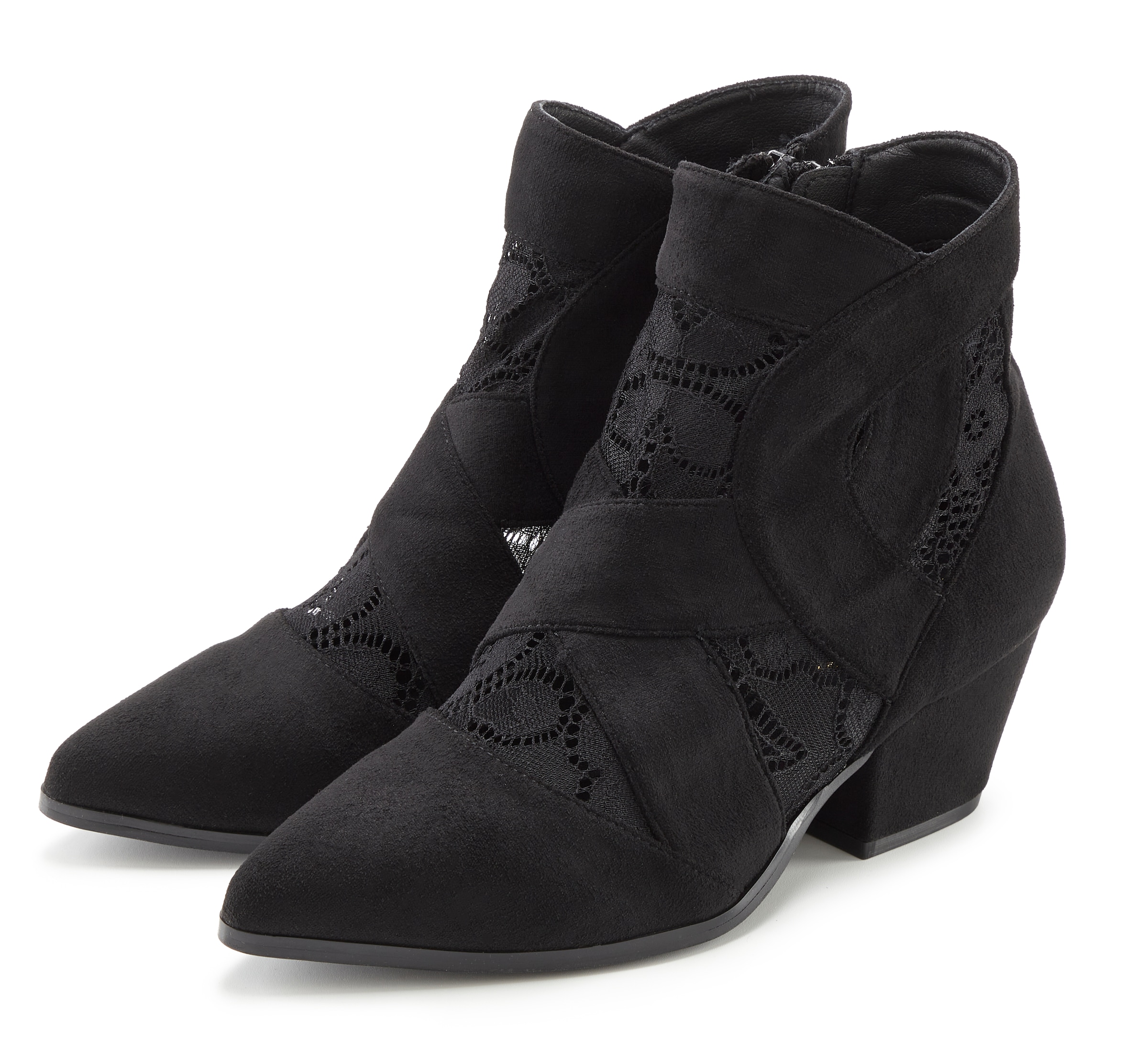 LASCANA Stiefelette  mit Spitze & bequemen Blockabsatz, Cowboy Boots, Westernstiefel
