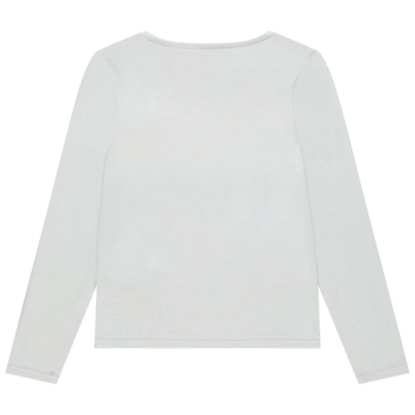 T-shirt manches longues à imprimé et détails en relief - Gris chiné