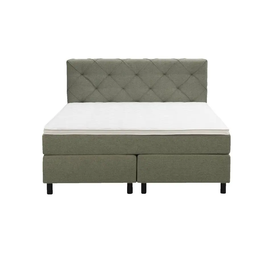 Boxspring Liv geruit - groen - 140x200 cm - ronde poot