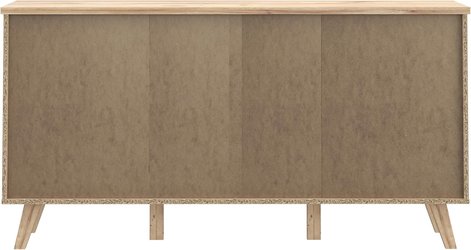 Forte VANKKA Kommode 150, Moderne Kommode mit 3 Schubladen und 2 Türen, Holzwerkstoff, Planked EicheDekor/Weiß, 149,4 cm breit, 76,7 cm hoch, 42 cm tief