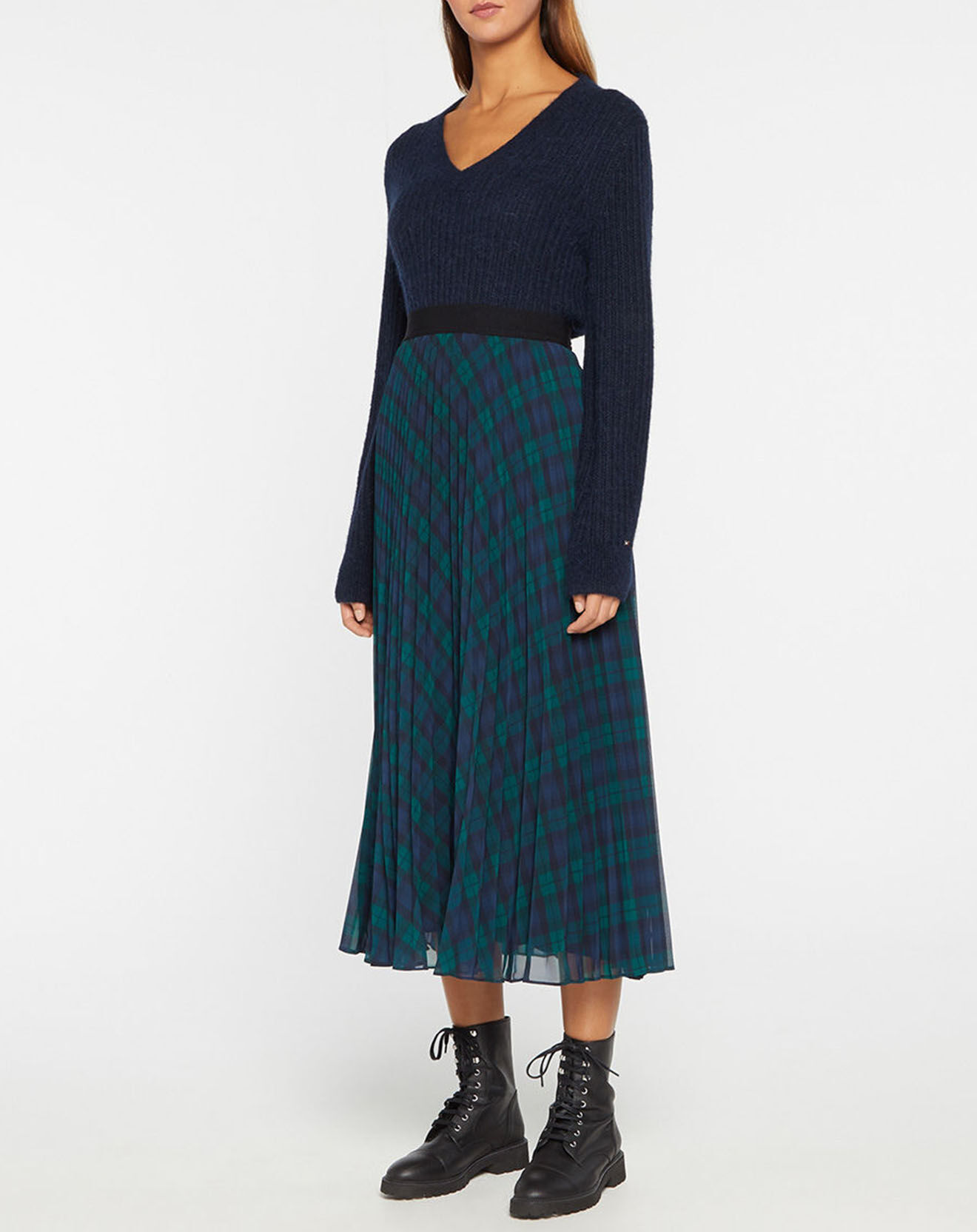 Tommy Hilfiger Jupe midi Icon Tartan Pleated bleu/vert