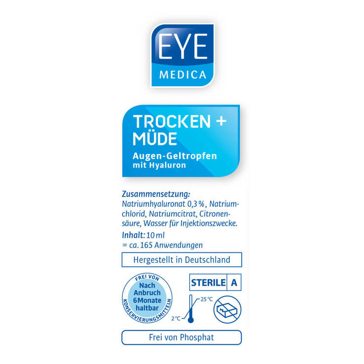 Eye Medica trocken + müde 0,3% Hyaluron Aug.-Geltro., 1 St