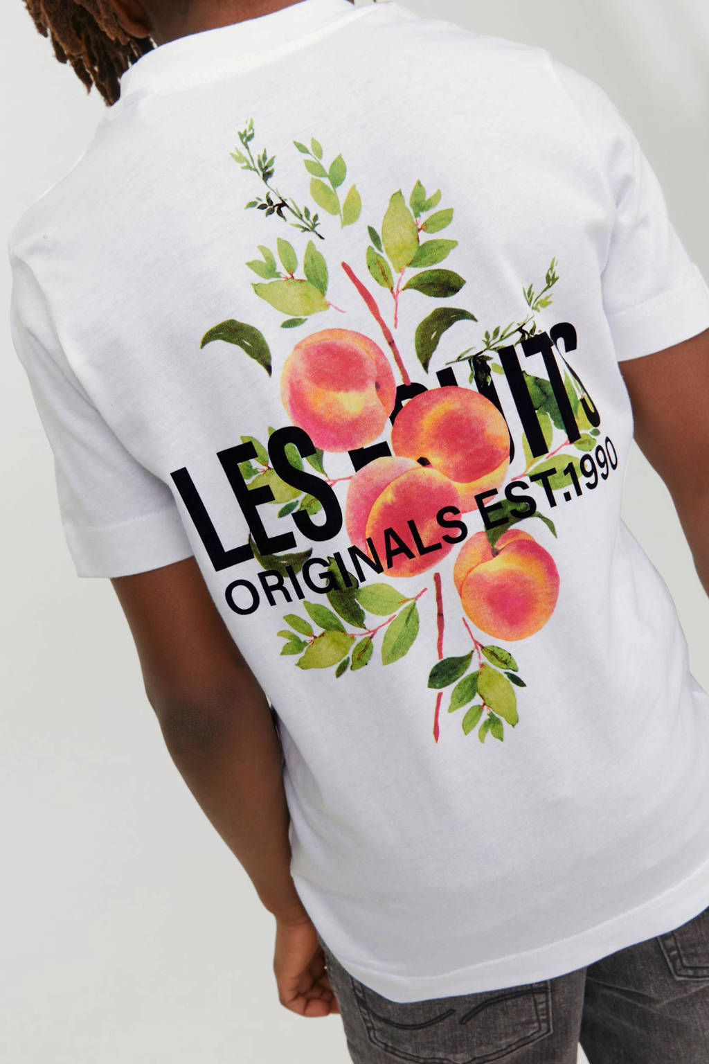 JACK & JONES T-shirt JORFLORES met backprint wit