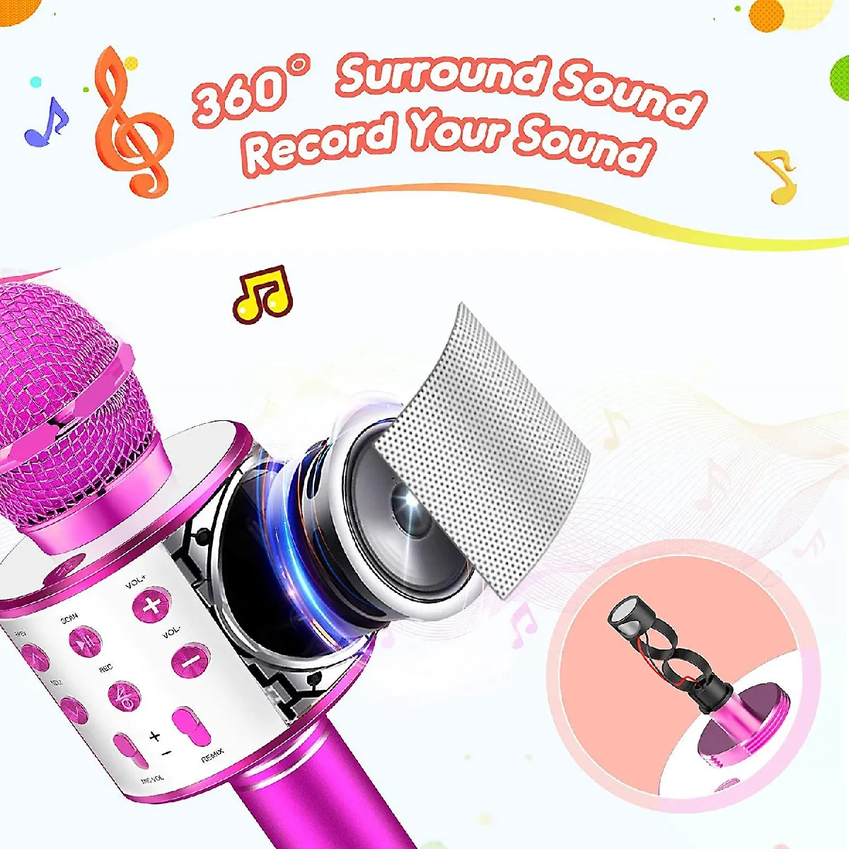 Universal Microphone karaoké enfant - Rose