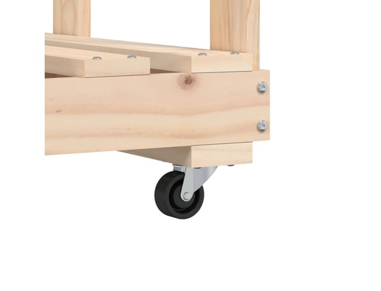 VIDAXL - Sac à outils Porte-bûches avec roulettes 76,5x40x108 cm bois massif de pi...