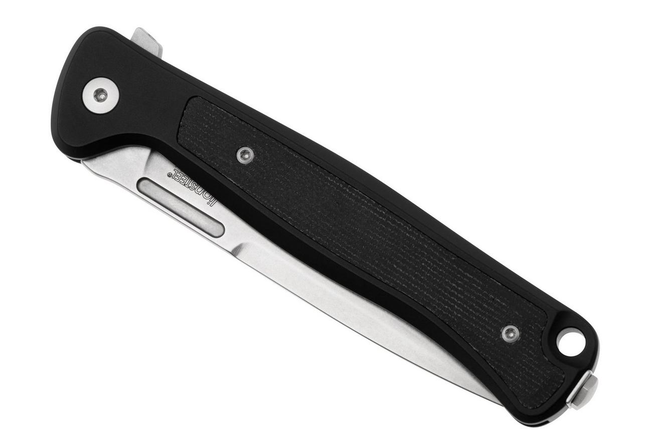 LionSteel Skinny Solid SK01A BS Black Aluminium Black Canvas Micarta inlay, Stonewashed zakmes, Molletta design