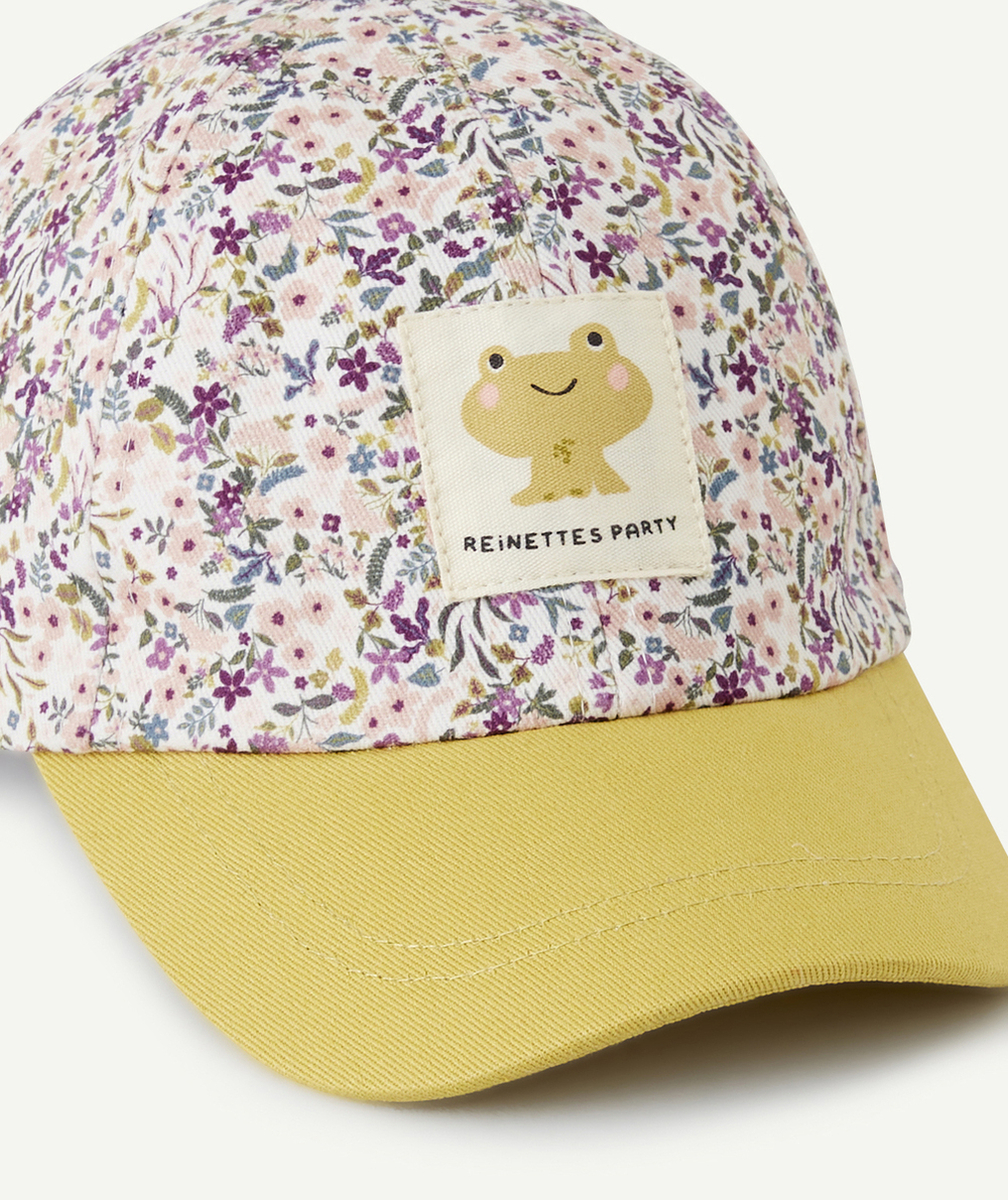 CASQUETTE BÉBÉ FILLE EN COTON IMPRIMÉE FLEURIE AVEC PATCH