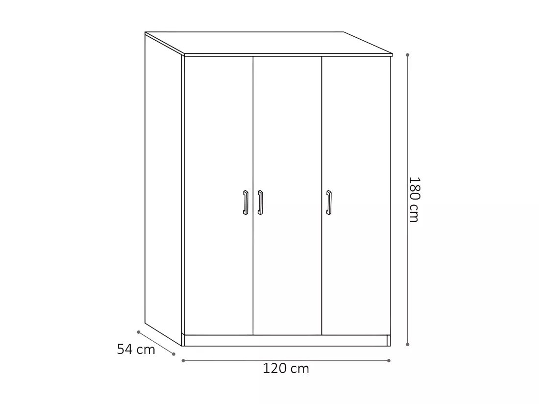 Armoire 3 portes REY coloris chêne sonoma – 120 x 180 x 50 cm