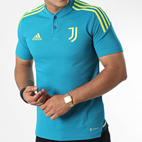 Polo Manches Courtes A Bandes Juventus HA2625 Turquoise