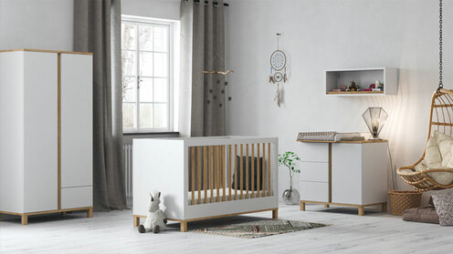 Chambre ALTITUDE lit 60x120+commode+armoire Blanc - VOX
