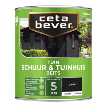 CetaBever Tuinbeits Schuur & Tuinhuis zijdeglans dekkend zwart 750 ml