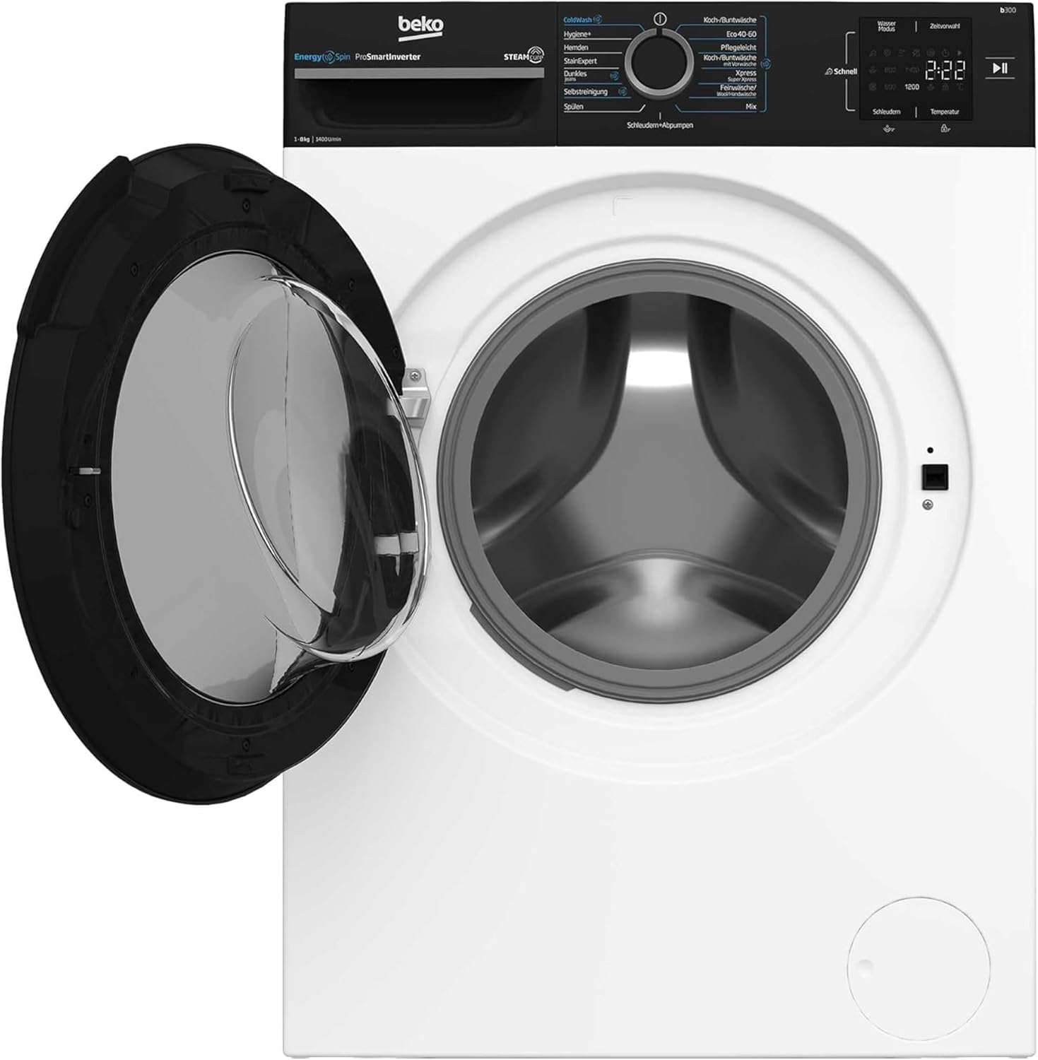 Beko BM3WFU3841R Waschvollautomat, Waschmaschine, 8 kg, EnergySpin, Schleuderwahl 1400 U/min, SteamCure Dampffunktion, allergikergeeignet, AquaWave Schontrommel, Weiß