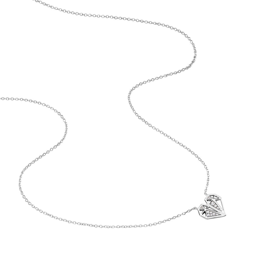 Collier Origami Argent Blanc Oxyde De Zirconium