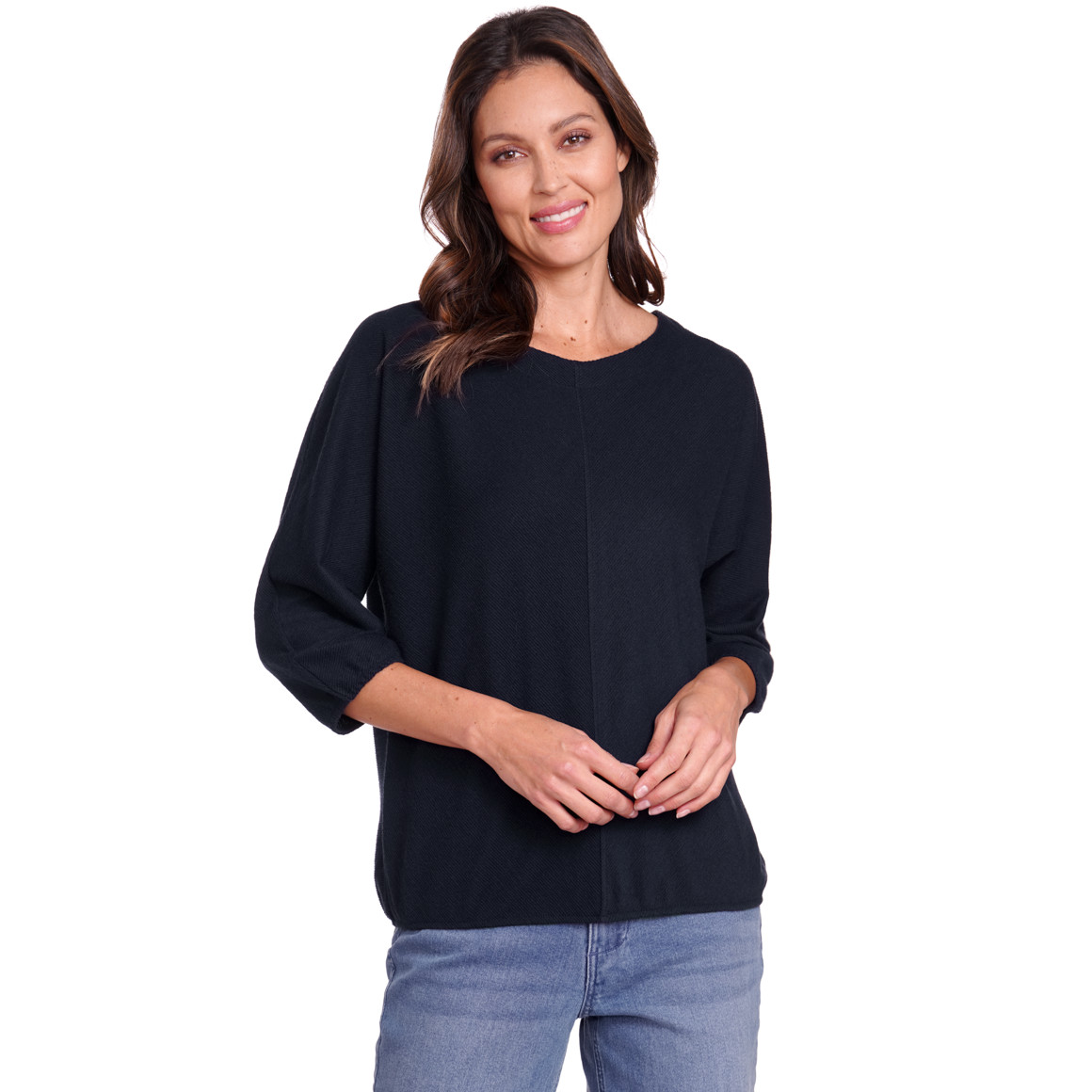 Gina Benotti Damen Sweatshirt mit 3/4-Arm dunkelblau