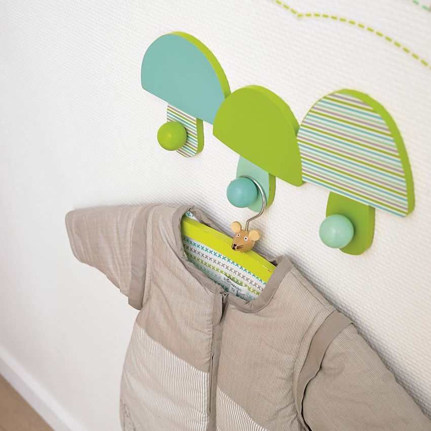 Porte-manteau mural en bois - Bleu/Vert