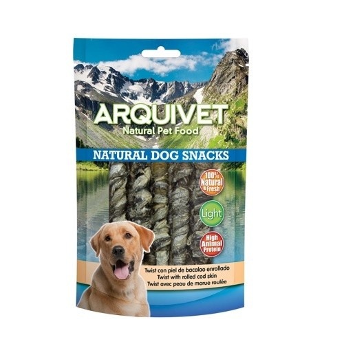 Petiscos Arquivet Natural Twist com pele de bacalhau enrolada para cães