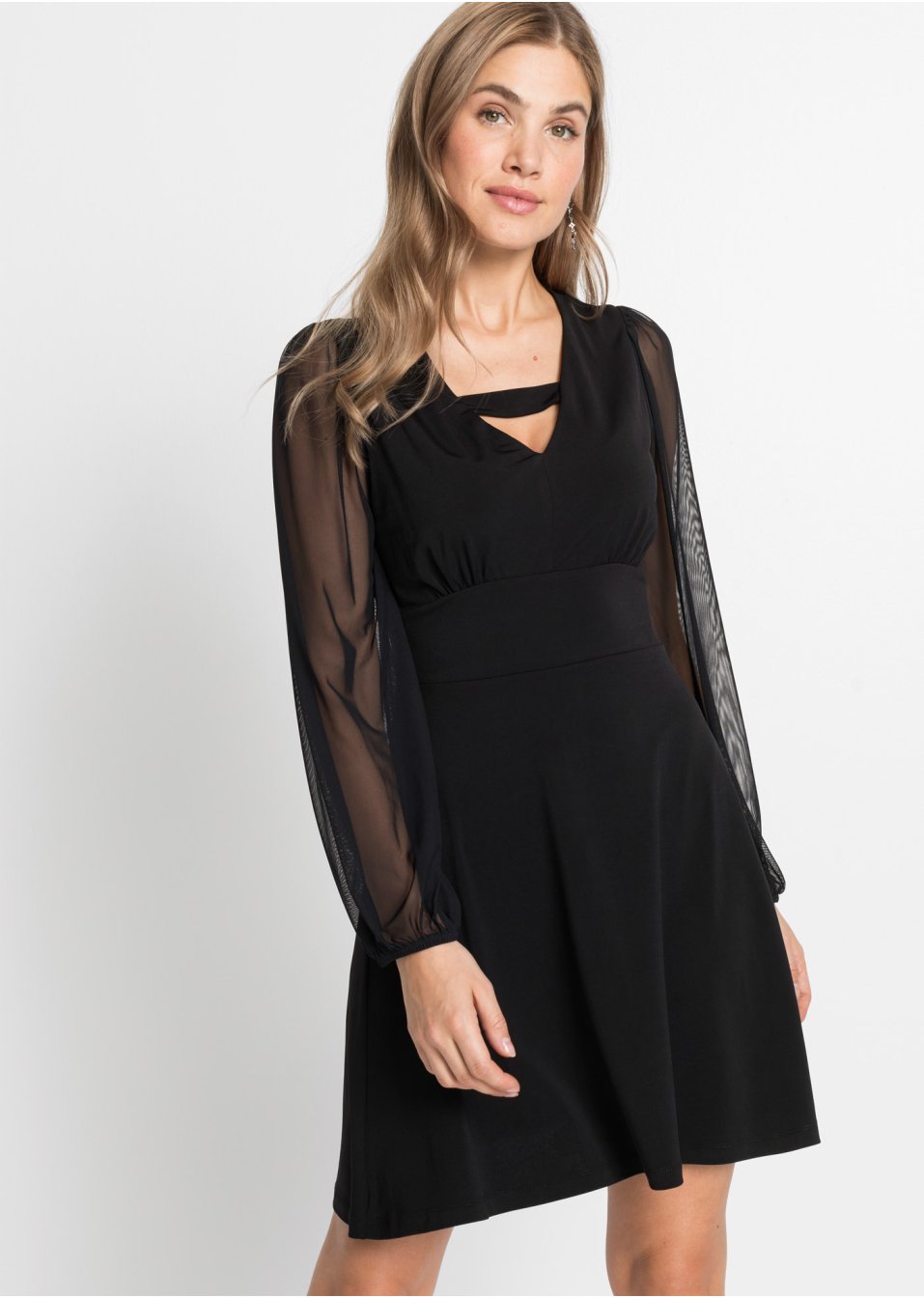 Robe en jersey avec manches en mesh