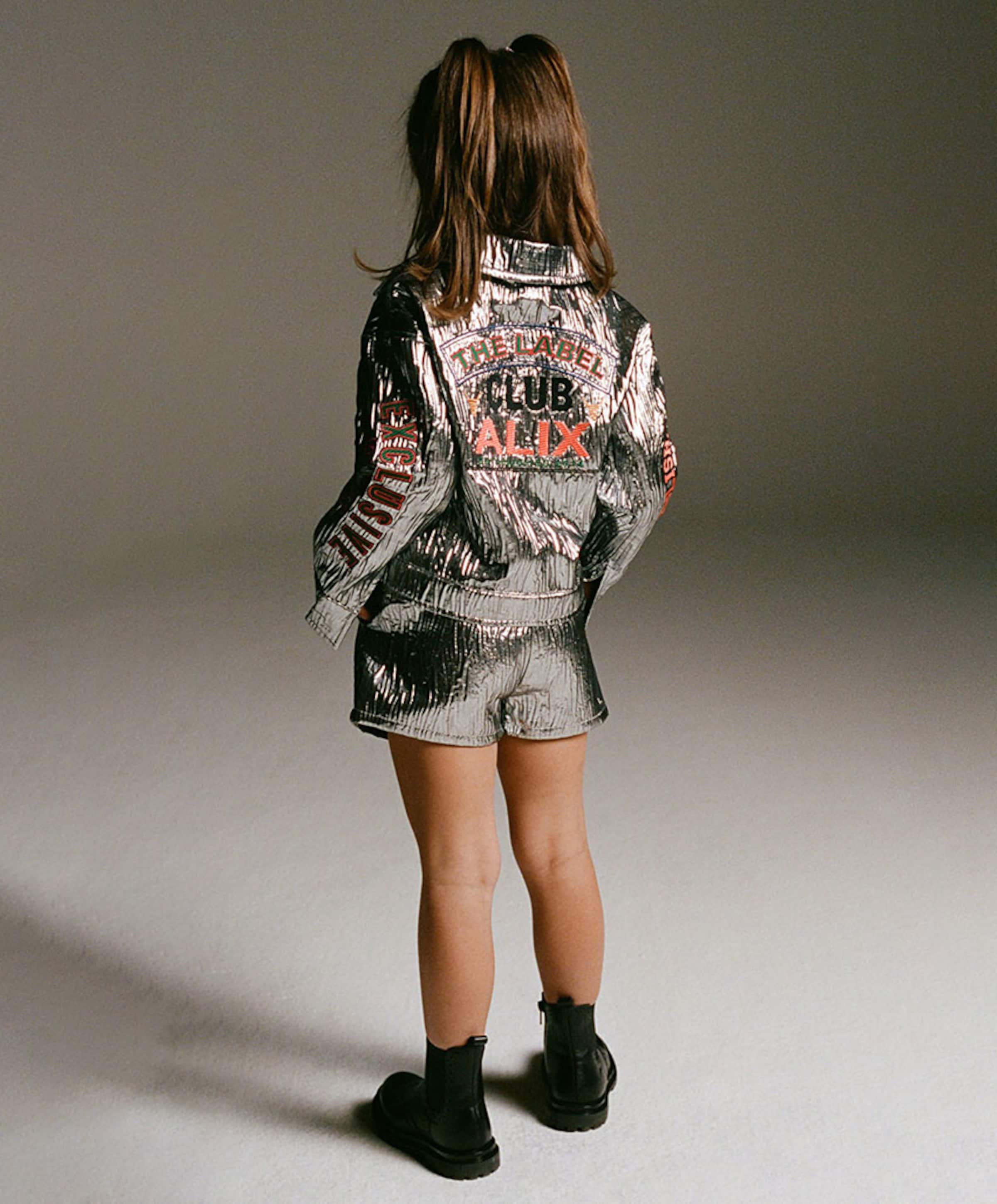 Alix mini SILVER meisjes korte broek zilver