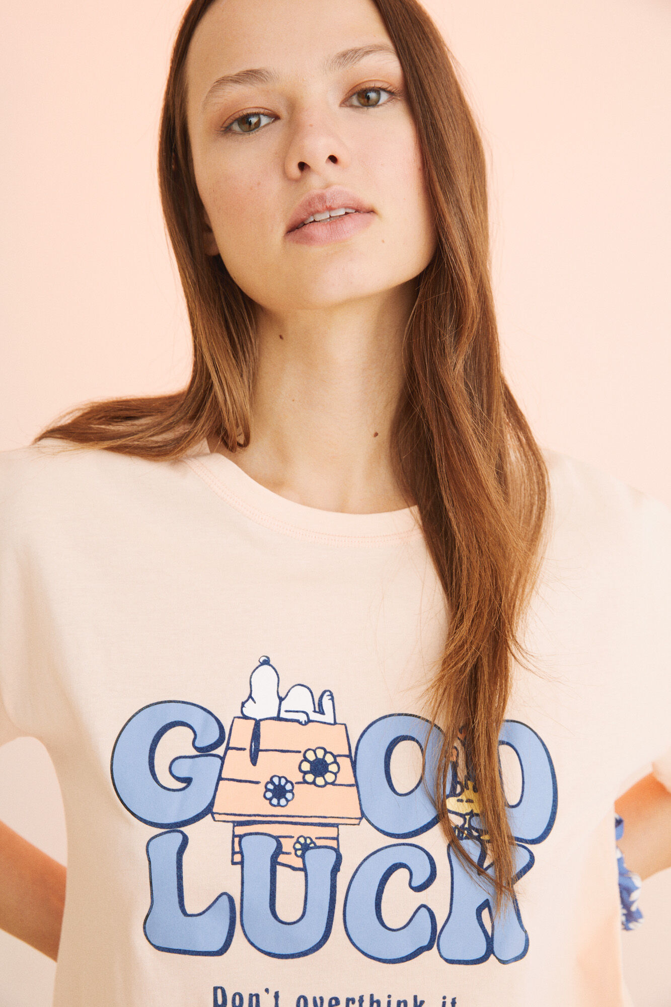 Pijama curto laranja do Snoopy, 100% algodão
