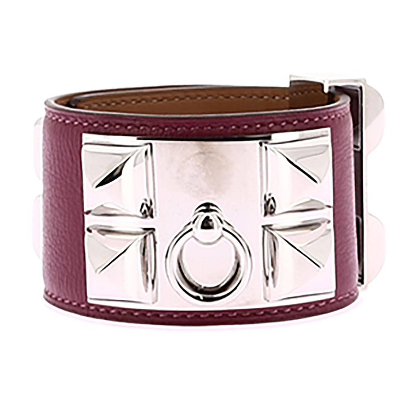 Hermès Bracelet Medor en Cuir violet - Très bon état