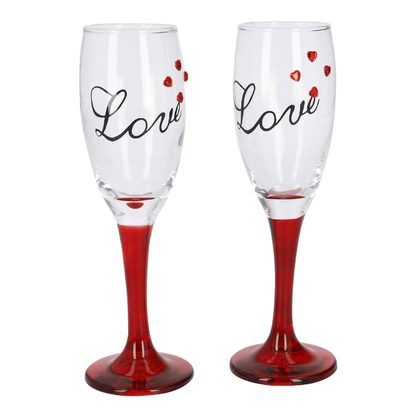 2er Set Sektglas Herzen