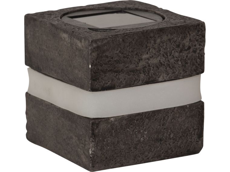 Star Trading Solar Decoration Stonecube Warmweiss, Grau Solargartendekoration