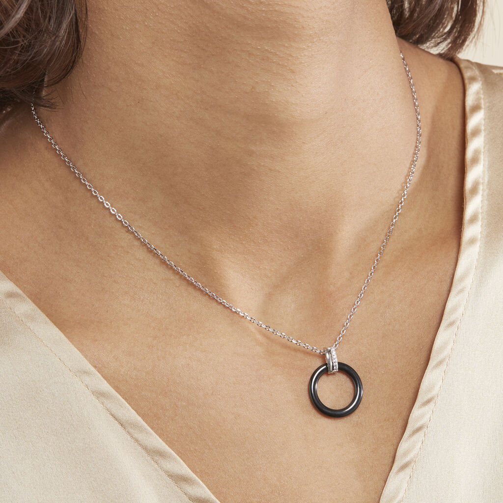 Collier Bertillianne Argent Blanc Céramique Et Oxyde De Zirconium