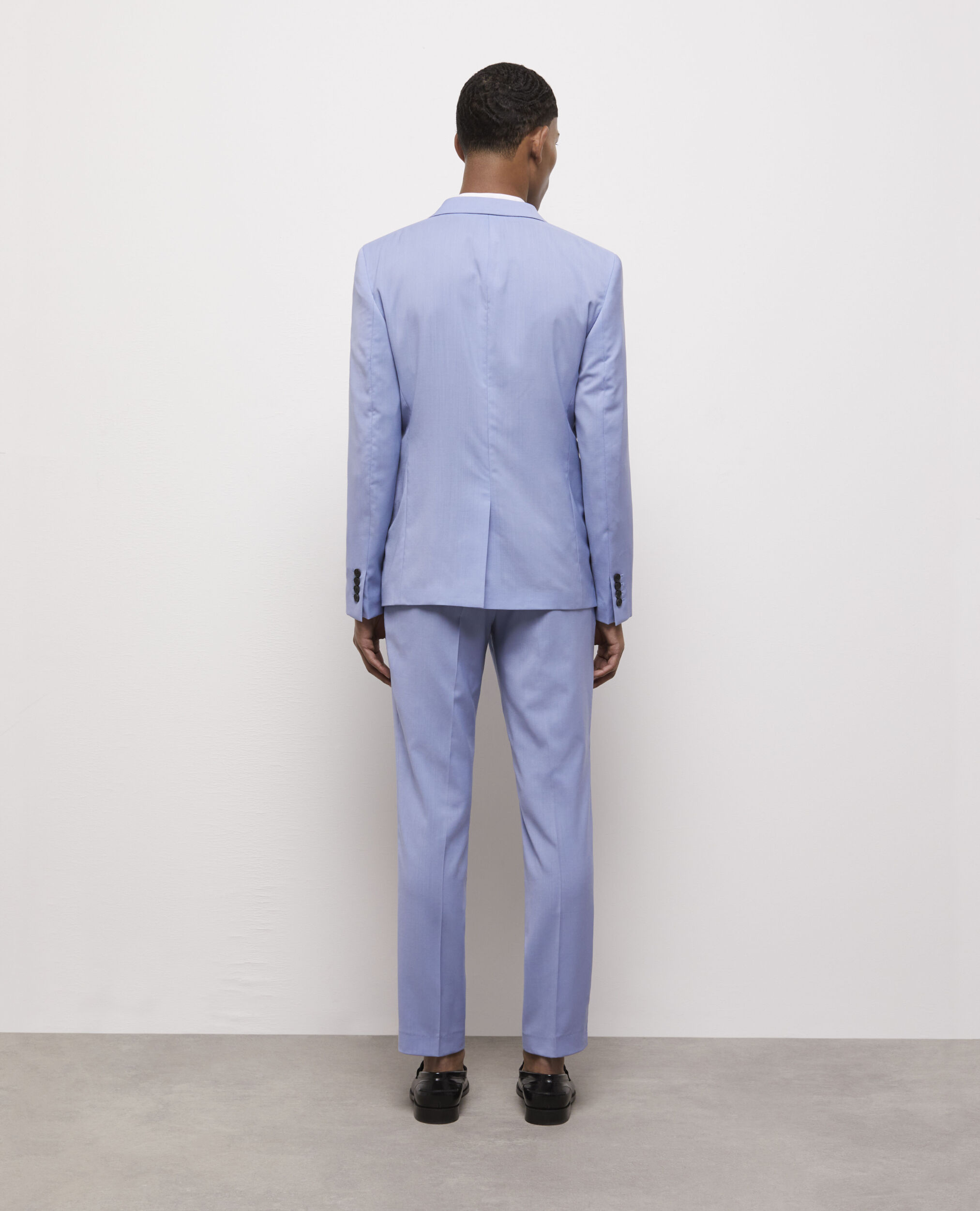 Veste de costume bleue en laine fil à fil