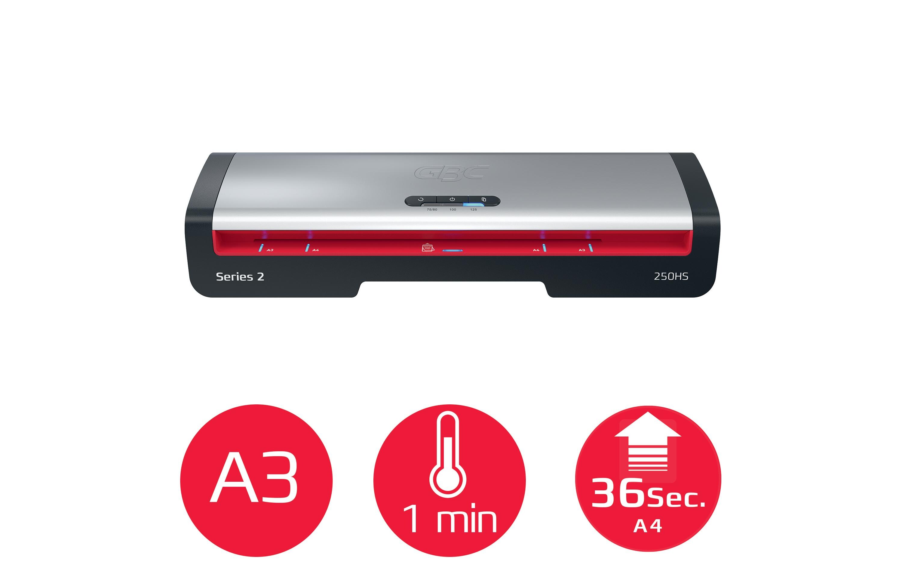 Heisslaminator 250HS A3 125 µm<br>Schnelles A3 Heisslaminiergerät mit automatischer Abschaltung