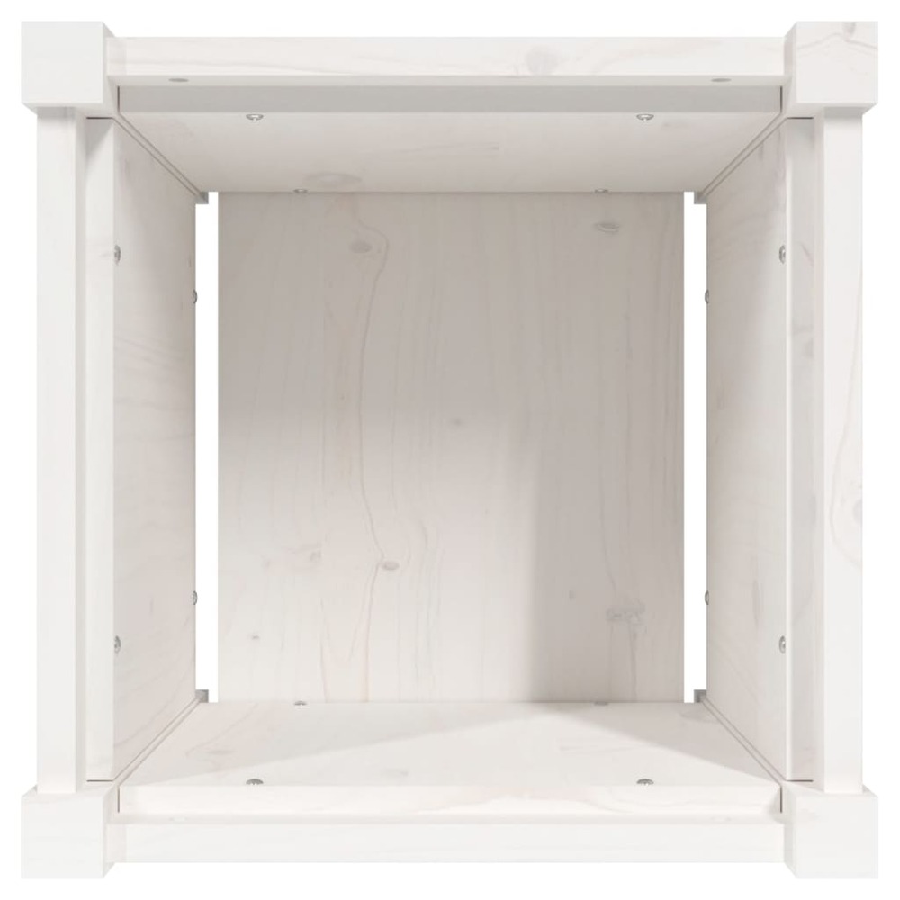 Jardinière blanc 40x40x40 cm bois de pin massif