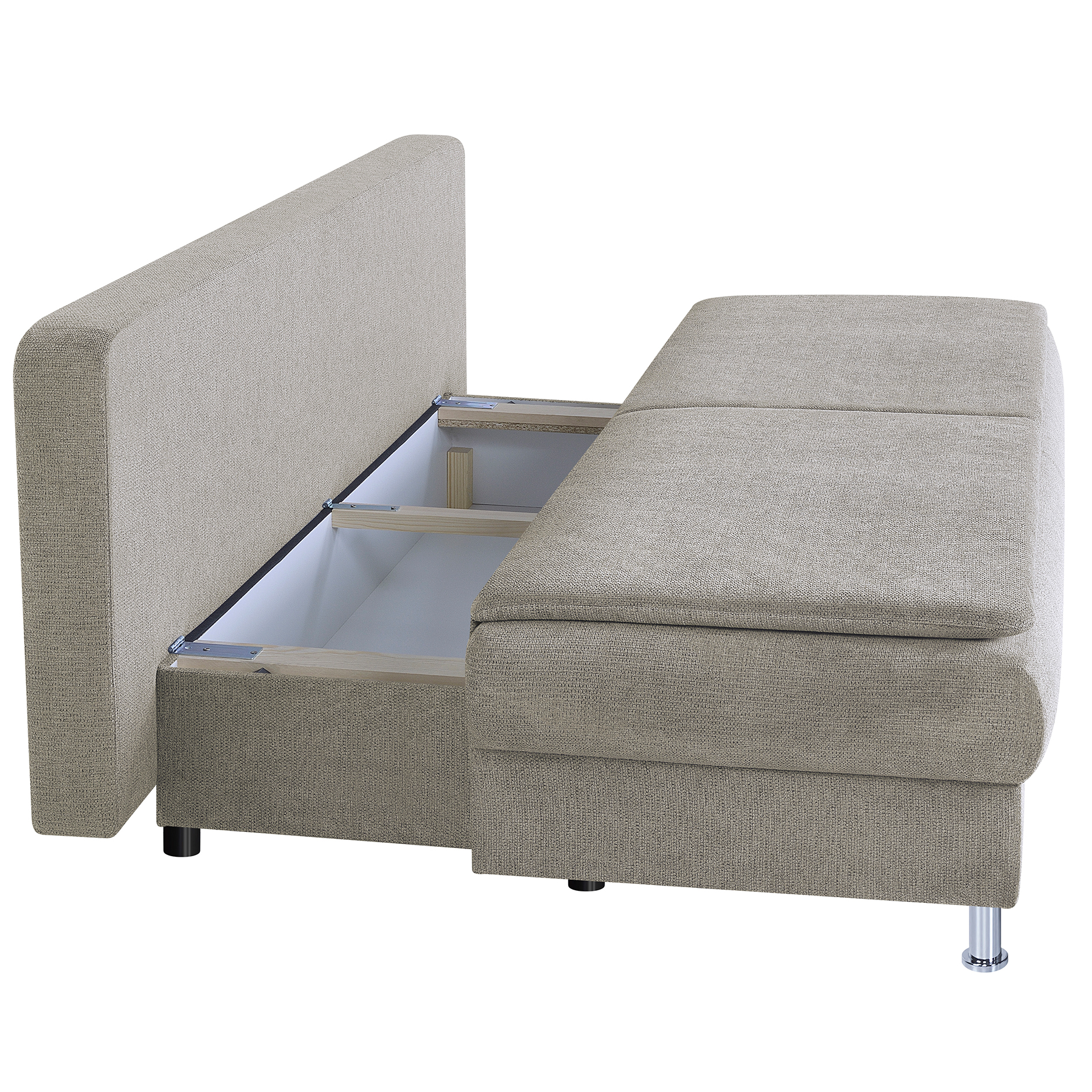 Schlafsofa - beige - Staukasten - integrierter Topper