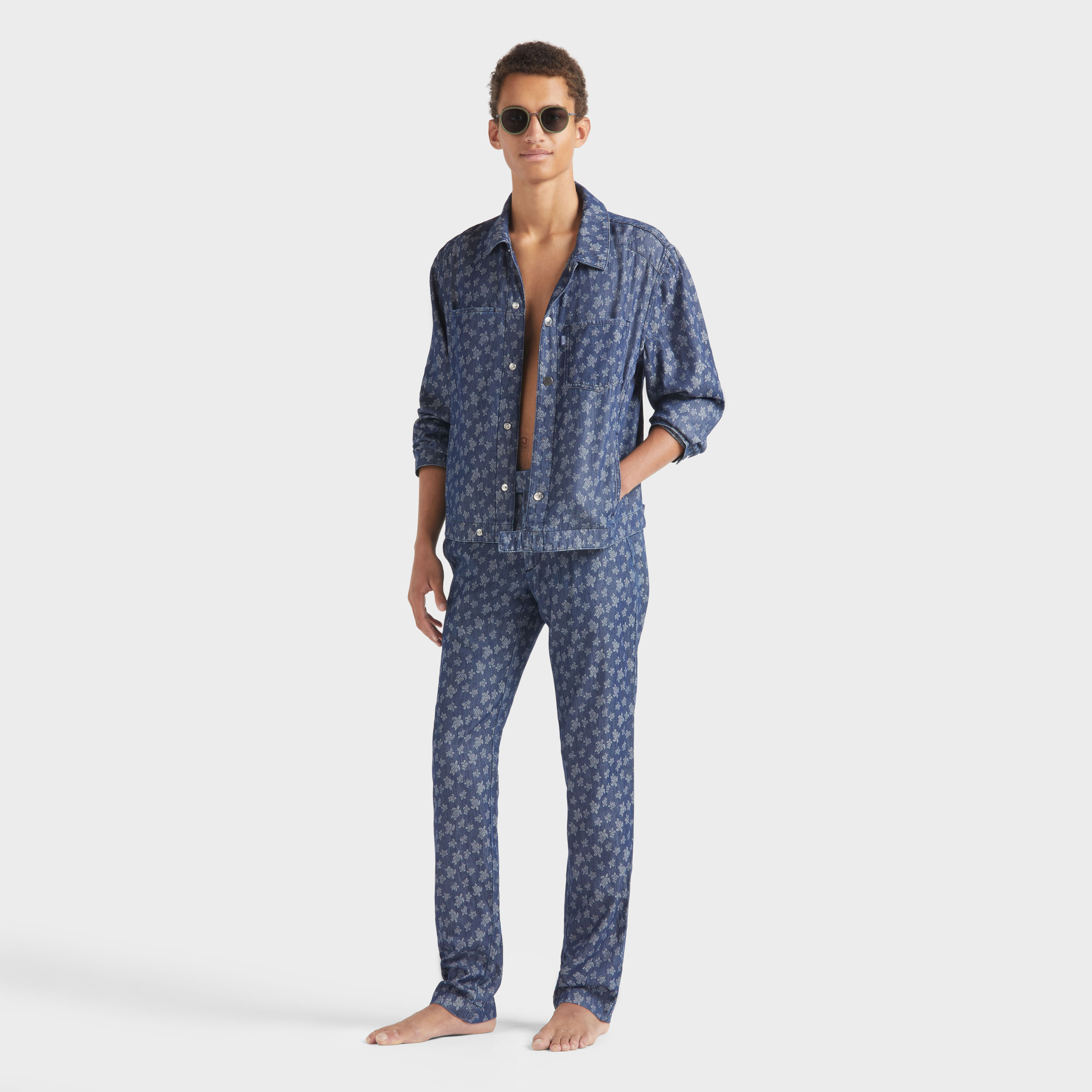 Veste en jean léger homme Ronde Des Tortues Jacquard