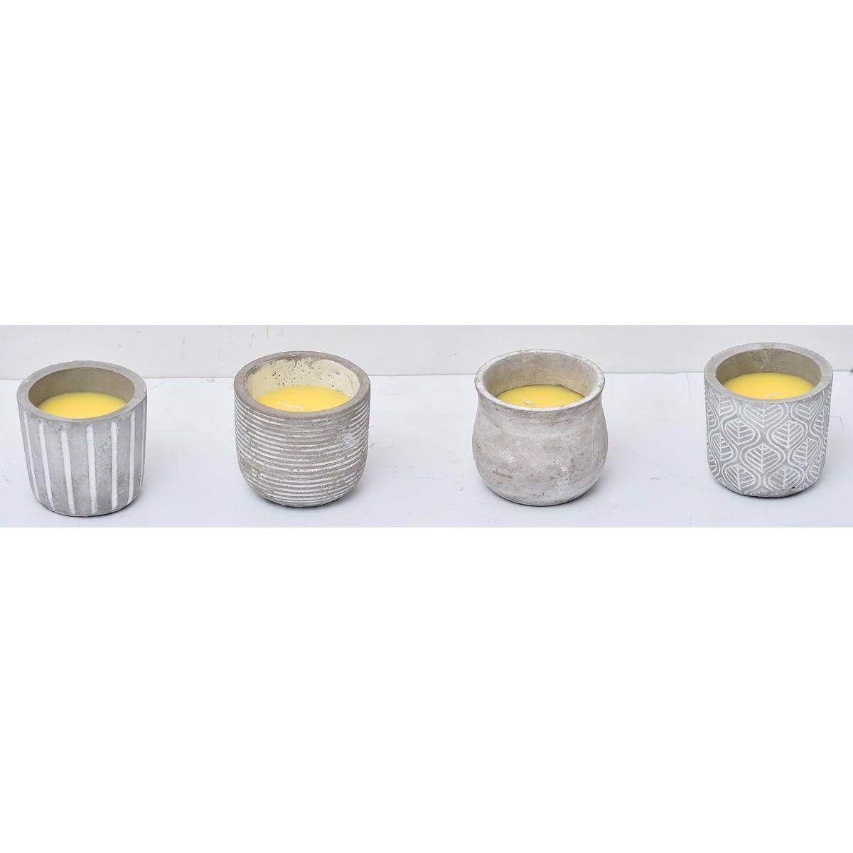 BOUGIE CITRONNELLE POT CIMENT NATURE 4 MOTIFS PM X 1 GRIS