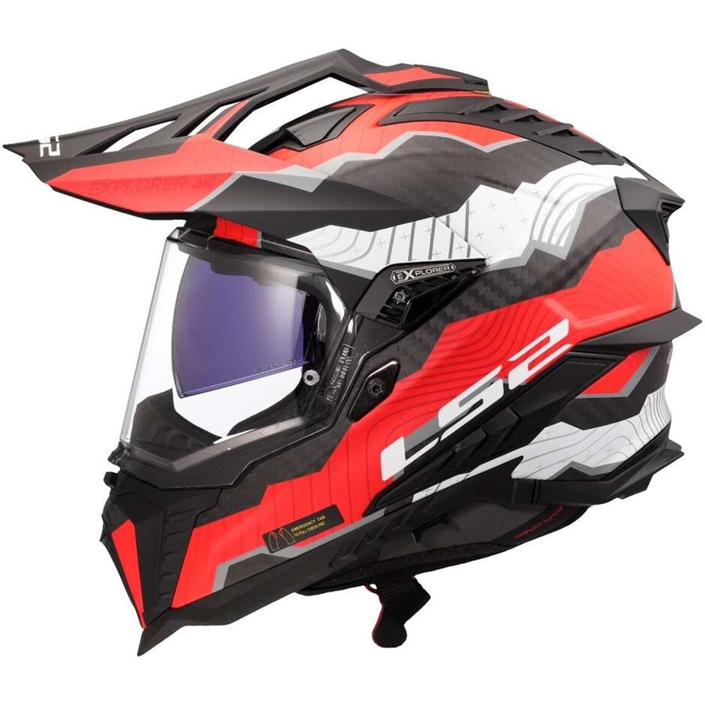 LS2 - Casque MX701 Explorer Carbon Trick Noir / Gris / Rouge