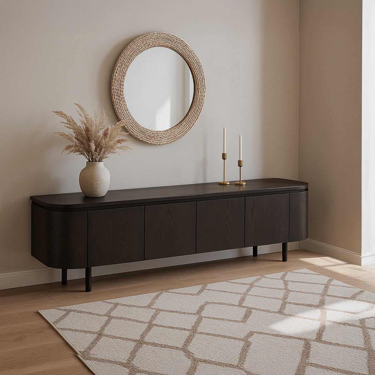 Livingfurn - Tv-meubel Bruin Eikenfineer - 210x43x56cm - Tobago