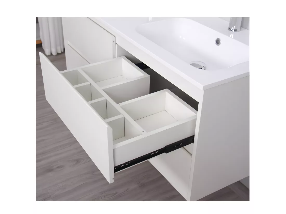 Meuble salle de bain design double vasque FORTINA largeur 120 cm blanc