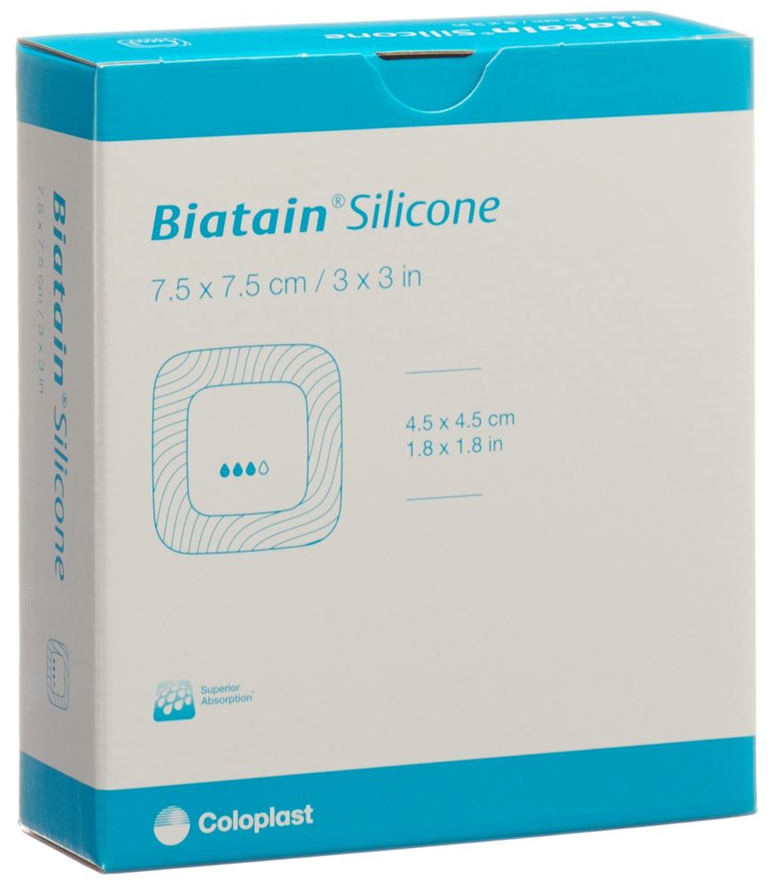 BIATAIN Silicone Schaumverband<br>10 Stück, 7.5x7.5cm, selbsthaftend
