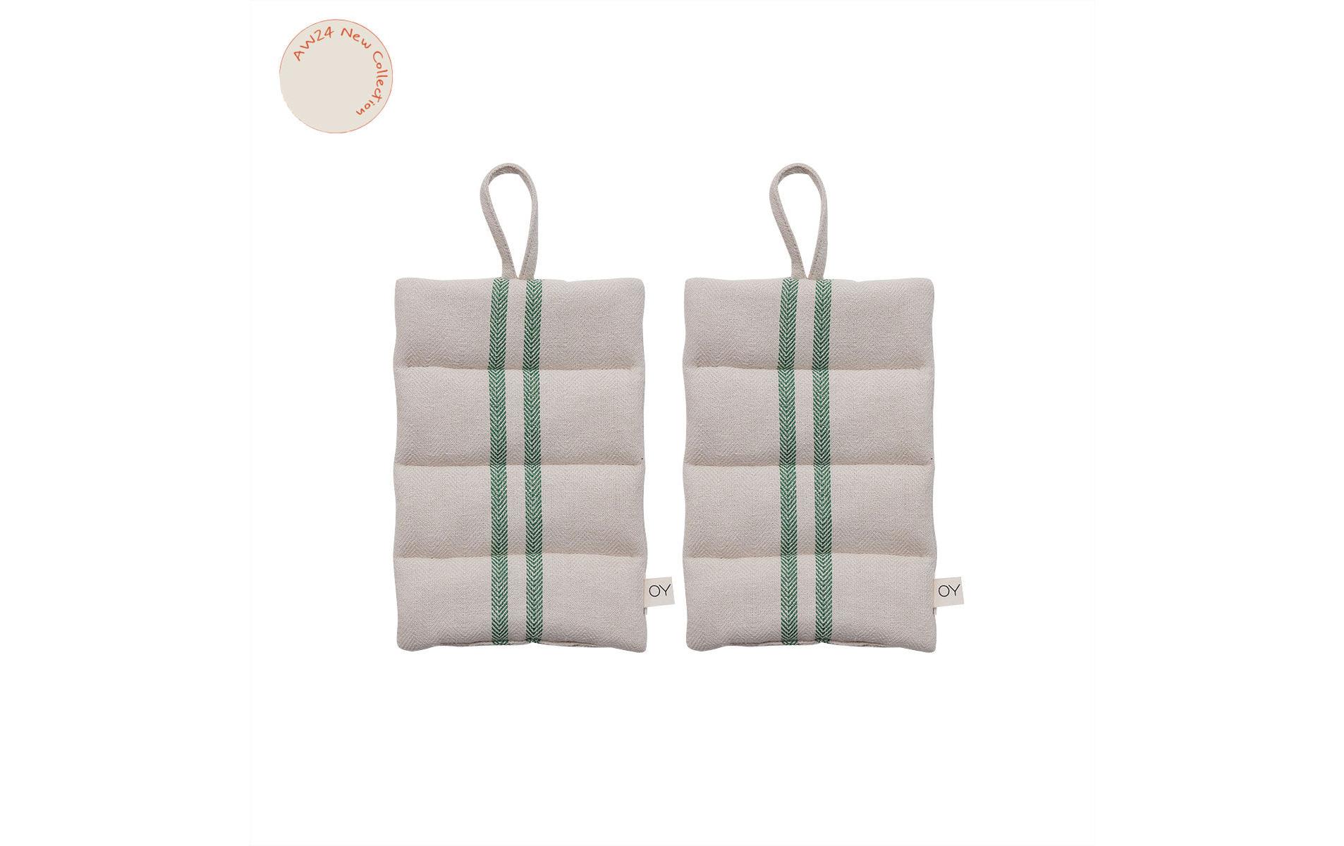 Topflappen Linu 2 Stück, Beige/GrünSchutzlappen zum Kochen oder Backen