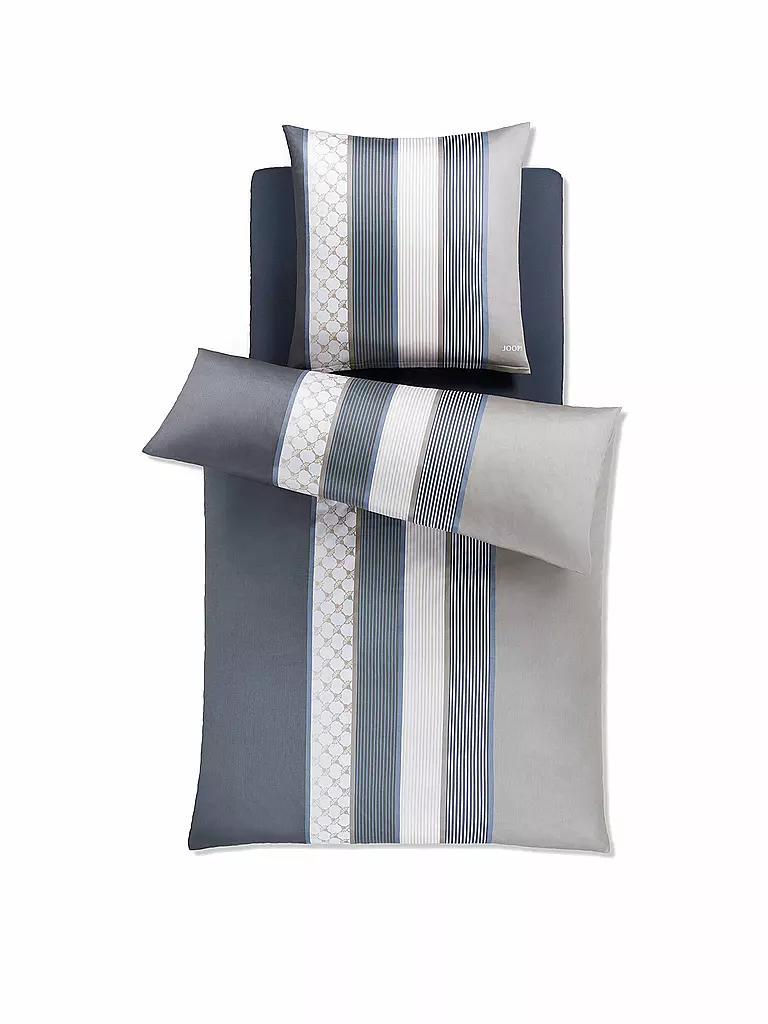 JOOP Satin Bettwäsche Cornflower Stripes 70x90cm / 140x220cm Deep Coal grau