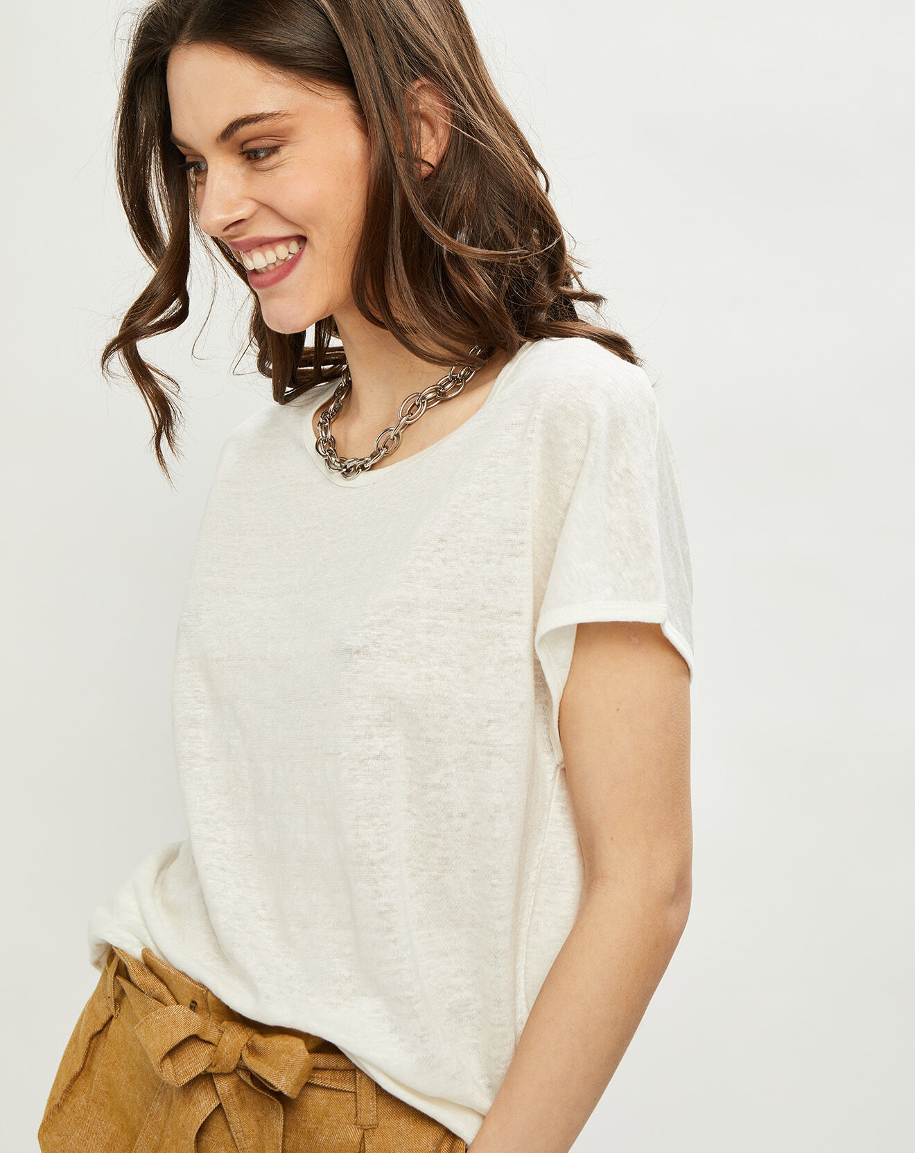 Harris Wilson T-Shirt 100% Lin Rose écru