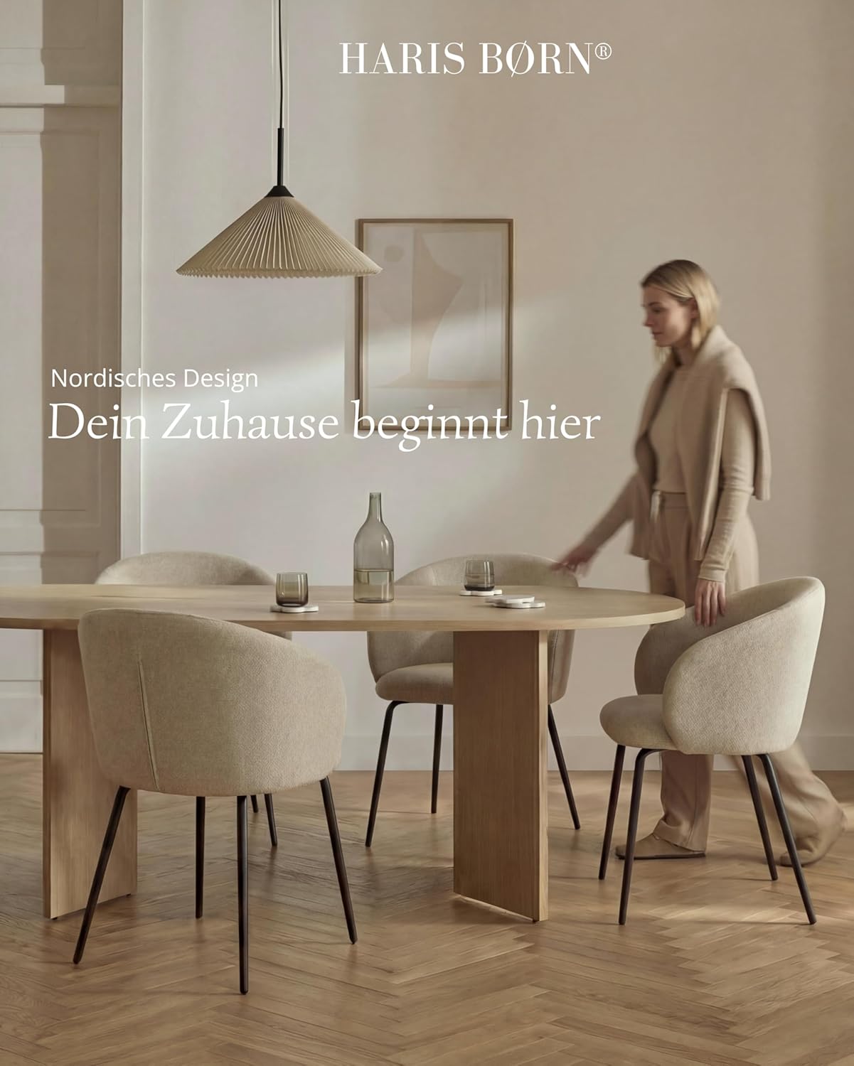 Design Dining Room Chairs (2er Set) Beige - skandinavische Esszimmerstühle in Zeitloser Form, Premium Polsterstuhl Esszimmer, moderner Dining Chair, 30 Tage risikofrei testen