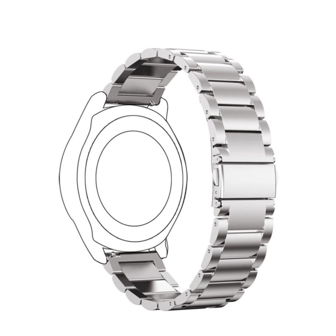 Edelstahl Uhrenarmband mit Butterfly-Verschluss (Stegbreite: 20 mm) - Silber