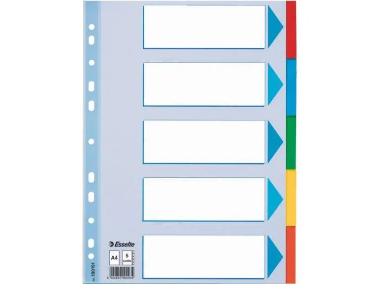 Esselte - Deler - 5 dele - for A4 - med faneblade - mange farver