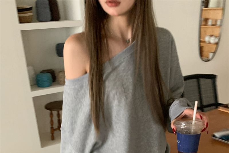 ANORA - Off Shoulder Effen Sweatshirt / Minirok