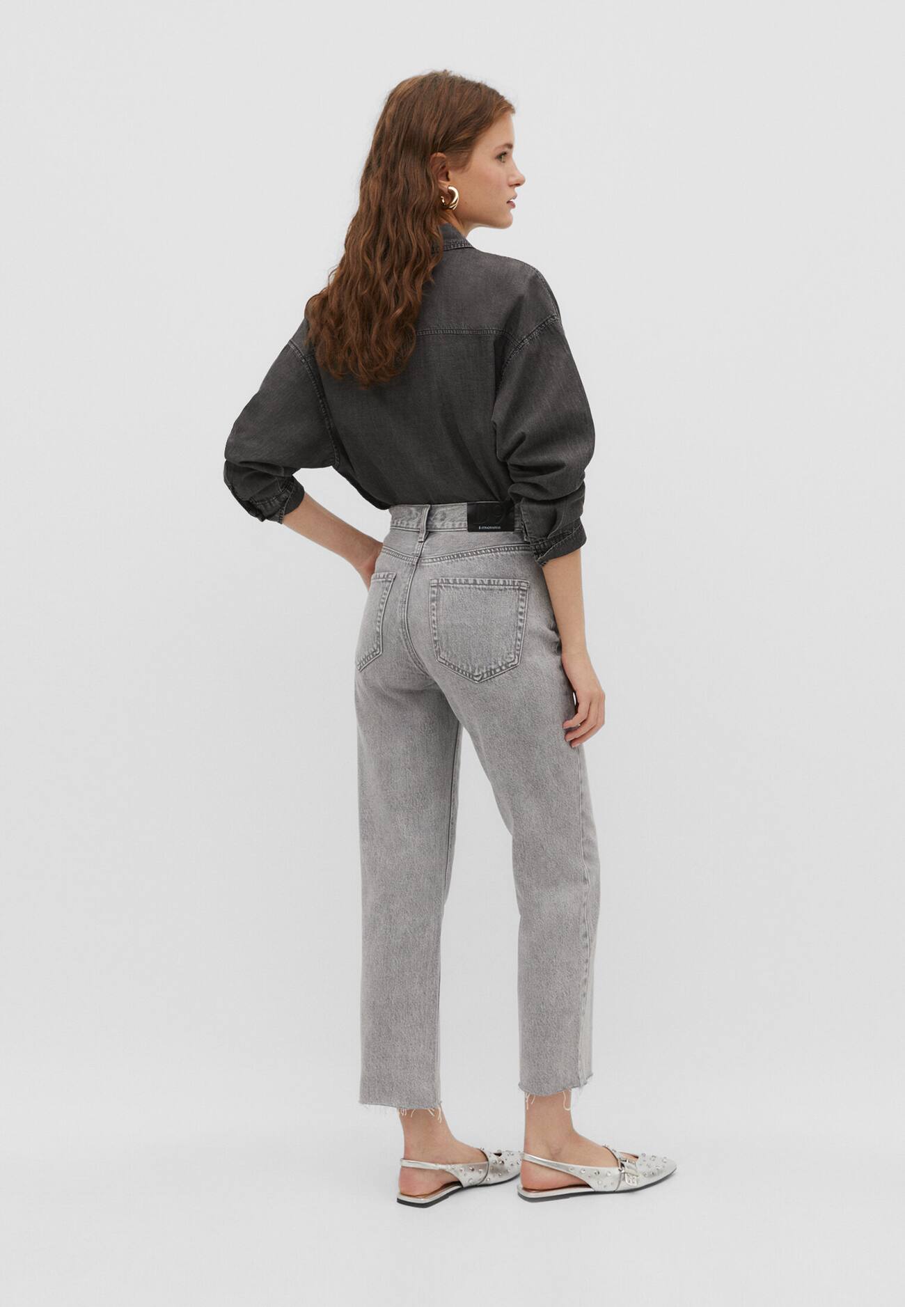 calça jeans D96 cropped de corte reto