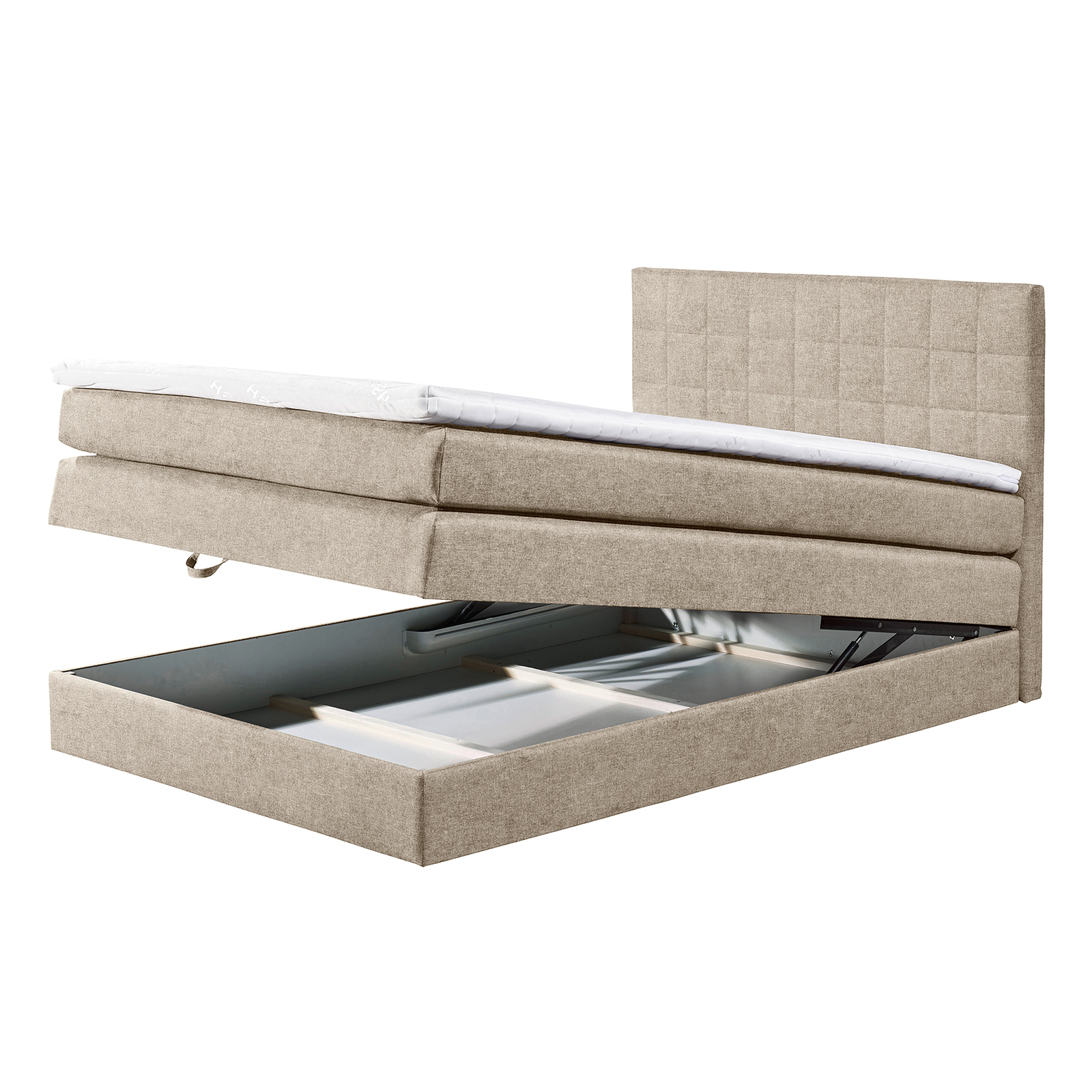 Boxspringbett - sand - H2 - Webstoff - 140x200 cm