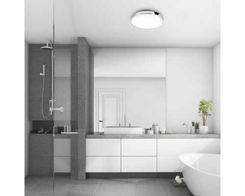 Plafondlamp IP44 13W 1200 lm 4000 Ø 28,5 cmK wit/chroom